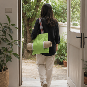 Long Handle Canvas Yoga <b>Mat</b> Bag | Easy Carry Handmade Yoga Gear Shopping Essentials | Daily Use India Export Cotton Carry Bag - Product Image 2