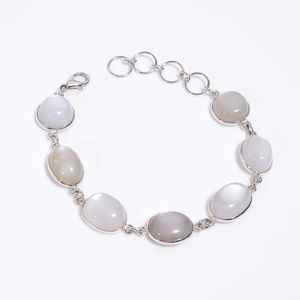 กำไลข้อมือเทนนิสเงินแท้ 925 ประดับมูนสโตนสีขาว ทำมือ ประดับด้วยพลอยหลายเม็ด คุณภาพสูง ของขวัญสำหรับผู้หญิงในโอกาสหมั้น - Product Image 5