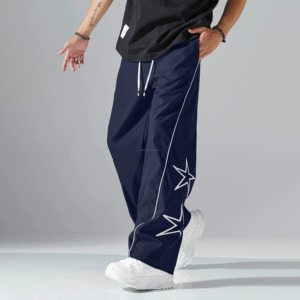 Custom Lightweight Canvas Oversized Wide Leg Sweat Jogging Pants Man Baggy Track Formal <b>Drawstring</b> Premium - Product Image 1