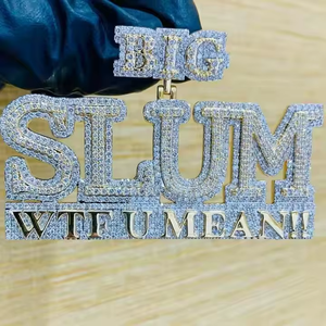 VVS Moissanite Iced Out Hip Hop <b>Pendant</b> 925 <b>Silver</b> Gold Plated Letter Charms Personalized <b>Initial</b> Letter <b>Pendant</b> For Birthday - Product Image 1
