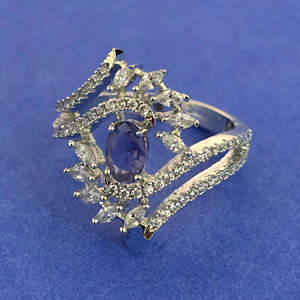 Artificial Jewellery Exporter in India American Diamond <b>Adjustable</b> <b>Ring</b> with Rhodium Plating 444824 - Product Image 6