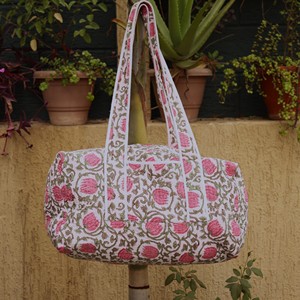 Floral Cotton Duffel <b>Bag</b> Large Capacity Zipper Closure Travel Weekender Duffel <b>Bag</b> - Product Image 5