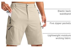 Shorts cargo pour hommes avec poches zippées, séchage rapide, légers, pour la randonnée en plein air, les voyages, les shorts utilitaires, vente en gros OEM - Product Image 4