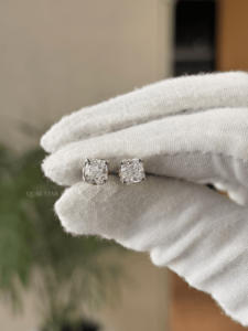 Boucles d'oreilles en or rose 14 carats avec diamants de laboratoire en forme de flocon de neige, accents marquise VVS VS EF, bijoux fins en gros, 1,175 carats - Product Image 3