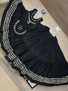 Lehenga Choli Negro con Bordado de Lentejuelas, Vestido Étnico Tradicional Largo Hasta el Suelo para Mujer, Ropa de Boda India Pakistán - Product Image 1