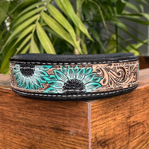 Hand Tooled Leather Adjustable Pet Collar Luxury Designer Quick Release Safety Cowhide Dog Collars with Metal Accessories Buckle - Product Image 2