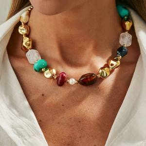 Collier de perles irrégulières en résine faites à la main, multicolores, bijoux de mode, artisanat moulé, pour femmes et filles - Meilleures ventes - Product Image 3