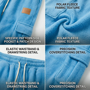 Heavyweight Cotton Fleece Men Cargo Sweatpants Relaxed Fit <b>Drawstring</b> Joggers Casual Outdoor Utility Pocket Track Pants - Product Image 6