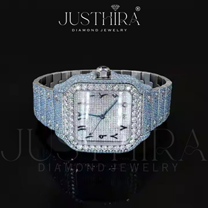 Customizable Luxury Men's Hip-Hop Stainless Steel Band Square <b>Case</b> 41mm Dial Moissanite Diamond Quartz Movement SEIKO 10 <b>Watch</b> - Product Image 4