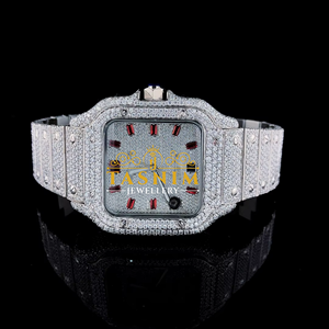 Reloj de Hombre de Cuarzo con Diamantes Moissanite VVS, Cuadrado, Deportivo, Elegante y Sencillo, de Acero Inoxidable, Chapado en Oro Blanco, Estilo Hip Hop - Product Image 1