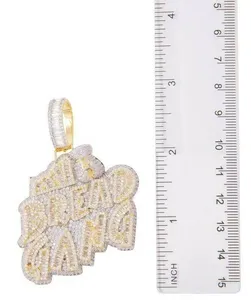 3.75ct Baguette Cubic Zirconia Men's Customized Name Pendant 925 <b>Silver</b> - Product Image 2