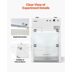 Camera Bianca Portatile ISO Classe 5 con Cappa a Flusso Laminare, Area di Lavoro 20.08 x 20.47 x 23.62 Pollici, Conforme agli Standard per Glove Box da Laboratorio - Product Image 5