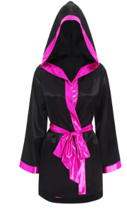 HAWK SPORTS INDUSTRIES Bata Negra Satinada con Ribete Plateado, Ropa de Estar por Casa para Mujer de Poliéster Suave y Duradero para Artes Marciales - Product Image 6