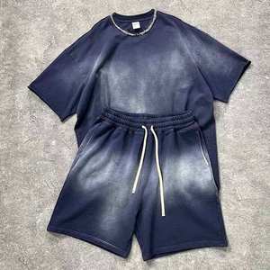 Trending Unisex High Quality HIgh T-shirts Shorts <b>Sets</b> 100% Cotton Breathable Vintage <b>Spray</b>-Dye Wash Water-Resistant for Summer - Product Image 2