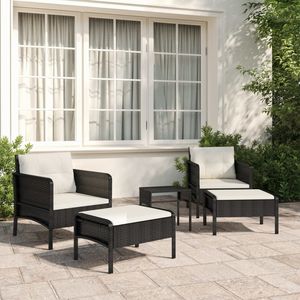 Set Lounge da Giardino Compatto in Rattan PE Bianco e Nero con Metallo, Prodotto di Qualità Premium - Product Image 1