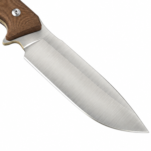 Couteaux de chasse d'extérieur à manche texturé marron avec lame large argentée, protège-doigts ergonomique et double trou pour lanière pour le camping - Product Image 2