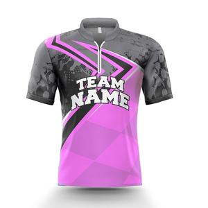 Athletic Sports Clothing <b>Bowling</b> for Shirts Short Printed Breathable Custom Logo Moisture-Wicking Polyester Sportswear for - Product Image 4