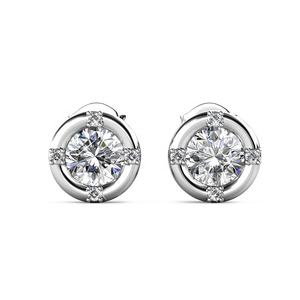 Petites boucles d'oreilles rondes Daisini ornées de cristaux Swarovski en gros Accessoires pour femmes en argent sterling 925 - Product Image 1