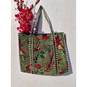 Bolso Tote de Terciopelo con Estampado de Aves de Lujo para Mujer, Bolso de Hombro de Gran Capacidad, Bolso de Moda Acolchado Suave, Logotipo Personalizado, Venta al Por Mayor - Product Image 1