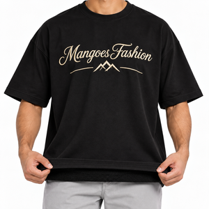 T-shirt tricoté pour homme 180g 100% polyester, col côtelé, coupe oversize, épaules tombantes, grammage lourd, vierge, streetwear - Product Image 3