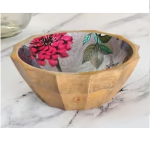 Cuencos de Madera Hechos a Mano para Servir, Ecológicos, de Resina y Madera, Forma Redonda, para Uso en el Hogar y Hoteles - Product Image 2