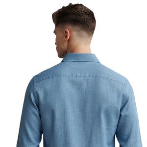 <b>Denim</b> Blue <b>Mens</b> Floral Printed Long Sleeve <b>Shirt</b> Button Down Casual Slim Fit Fashion Dress <b>Shirt</b> Custom Apparel Manufacturer - Product Image 4