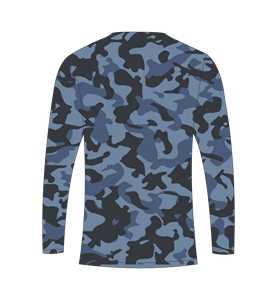 เสื้อกีฬาแขนยาวลายพรางสีน้ำเงินสำหรับผู้ชาย เสื้อวิ่งรัดรูป เสื้อยืดออกกำลังกาย เสื้อยืดฝึกซ้อม เสื้อยืดลายพรางสำหรับกิจกรรมกลางแจ้ง - Product Image 3