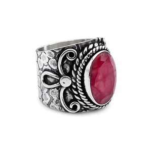 Anillo de rubí en plata de ley 925, clásico, regalo de aniversario, unisex, oxidado, hecho a mano, joyería de moda al por mayor. - Product Image 3