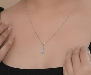 Collar con Colgante de Plata de Ley 925 con Forma de Luna Vintage, Certificado por IGI, con Diamantes Engastados en Garras y Múltiples Piedras, Unisex, para Fiestas y Regalos - Product Image 3