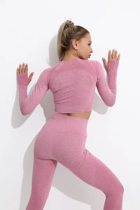 Conjunto de Yoga de Cintura Alta para Mujer, Efecto Push-Up, Alta Compresión, Diseño Sólido, Tallas Grandes, en Stock, al Mejor Precio - Product Image 6