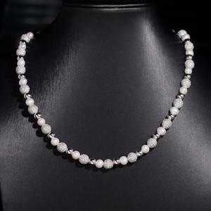 Parure de collier de luxe en perles de moissanite, bijoux hip-hop sertis de diamants, chaîne statement avec fermoir diamant VVS1 - Product Image 1