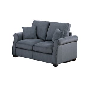 Set Divano Classico a 2 Pezzi in Velluto a Coste Grigio Scuro per Soggiorno, con Braccioli Quadrati e Cuscini Morbidi - Product Image 6