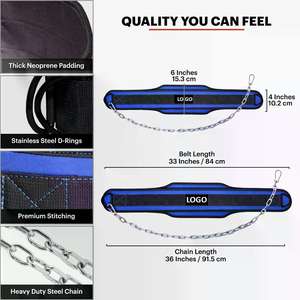 Ceinture de musculation en néoprène pour dips et tractions, avec chaîne en acier robuste – Meilleure vente - Product Image 6
