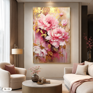 Peinture sur toile originale vietnamienne de la marque HALO, modèle F6-C2, art floral moderne de premier choix - Product Image 1