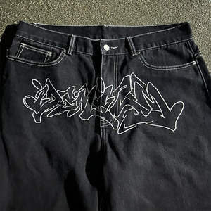 Vaqueros holgados vintage personalizados de poliéster/algodón lavado para hombre, estilo urbano, con bordado, ecológicos, cortavientos y con relieve. - Product Image 2