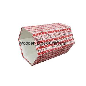 Panier en papier décoratif à motif géométrique, fait main en Inde, en bois écologique, à couvercle roulant, à dessus ouvert, pour usage intérieur/extérieur, pour la maison - Product Image 2