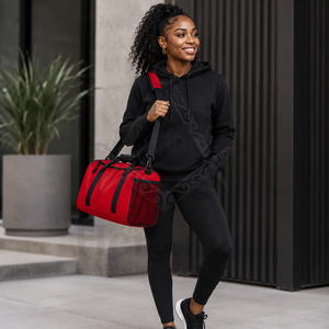 Bolsa Deportiva Roja con Asas Negras y Bolsillo Lateral de Malla para Uso en el Gimnasio, Regalia Masónica de la Hermandad de la Fraternidad - Product Image 3