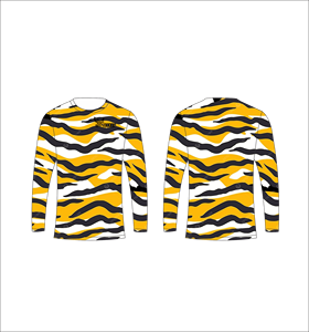 Camiseta de Manga Larga con Estampado de Rayas de Tigre, Cuello Redondo, Secado Rápido, Informal, de Punto, para Hombre - Product Image 1