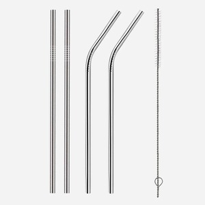 Ensemble de pailles réutilisables en métal de qualité supérieure, pailles à boire en acier inoxydable avec brosse de nettoyage pratique - Product Image 3