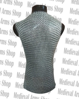 Haubert médiéval sans manches en maille d'aluminium pour adulte unisexe, armure de chevalier de combat à anneaux boutonnés pour reconstitution historique