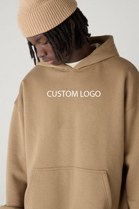 Wholesale OEM Men's Heavyweight Oversized Hoodie 400-600GSM French Terry Sweatshirts Drop Shoulder Hoodies for Winter Plain Dyed - Product Image 3
