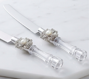 Best Quality Silver Stainless Steel Cake Server Knife Cutlery <b>Set</b> With Acrylic Handle Perfect Wedding Dessert Serving And Home - Product Image 3