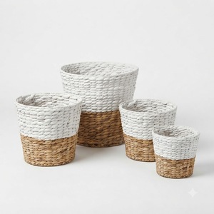 Panier à linge en jacinthe d'eau, tissé à la main, naturel, écologique, pour l'organisation de la maison - Product Image 6
