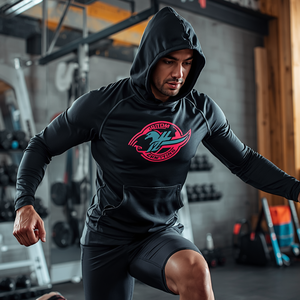 Haut de sport à manches longues avec capuche, protection UV, séchage rapide, compression, logo personnalisé, vente en gros OEM - Product Image 2