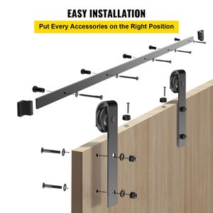 Kit Ferramenta per Porta Scorrevole a Doppia Anta da 11FT, Capacità di Carico 330LBS, in Acciaio al Carbonio, per Porte Scorrevoli in MDF, Alta Stabilità - Product Image 6