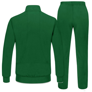 Men's Green Fleece Tracksuit Full Zipper Sporty Sweatshirt and <b>Pants</b> Set with Gray Panels Breathable Regular Fit Winter Wear - Product Image 2