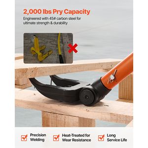 Outil de démontage de plancher en acier au carbone de 44 pouces, robuste, capacité de 2000 lb. Outil de démolition de palettes à forte capacité de levage, barre de démolition - Product Image 3