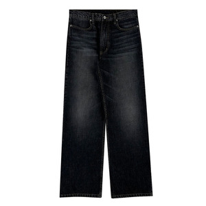 New Fashionable Loose Straight Washed Baggy Men <b>Jeans</b> Pants Casual Customized Denim Distressed 100% Cotton Spring - Product Image 1