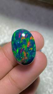 Opale noire éthiopienne naturelle, taille poire, cabochon, pierre précieuse en vrac, jeu de couleurs multibrillantes, 18x24x8mm, 8 carats, pour la fabrication de bijoux - Product Image 1
