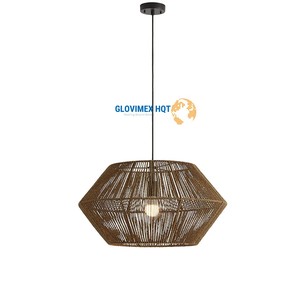 Vietrustic Top Sale Rustic Seagrass Round Pendant Lampshade Handmade Eco-Friendly Lightweight Natural <b>Wicker</b> Indoor Decor - Product Image 1